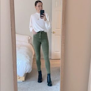 Zara Green Ultra High Waist Skinny Jeans